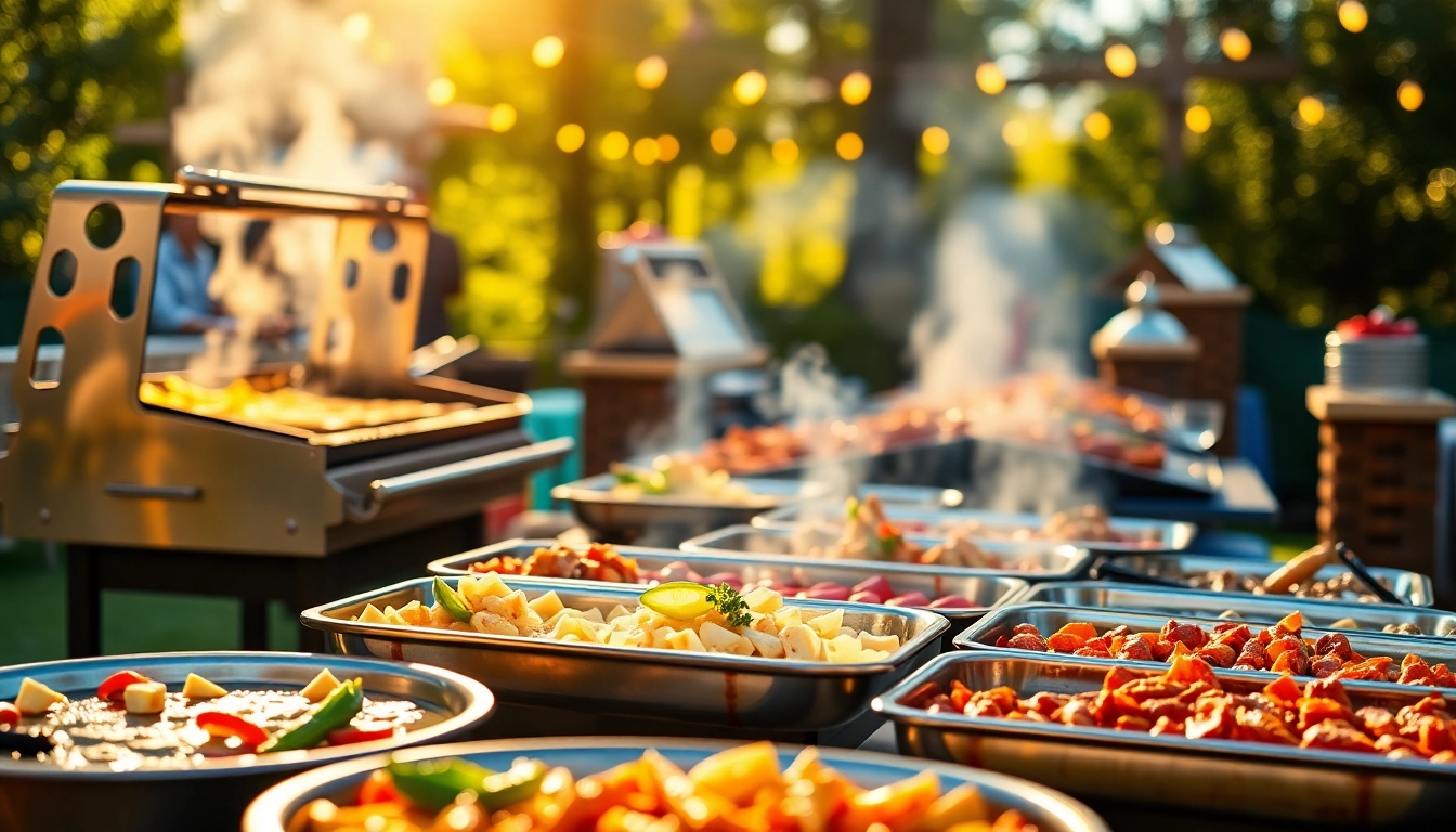 Enjoying a delicious spread from a Caterer für Grillbuffet und BBQ in Berlin, showcasing various grilled meats and fresh sides.