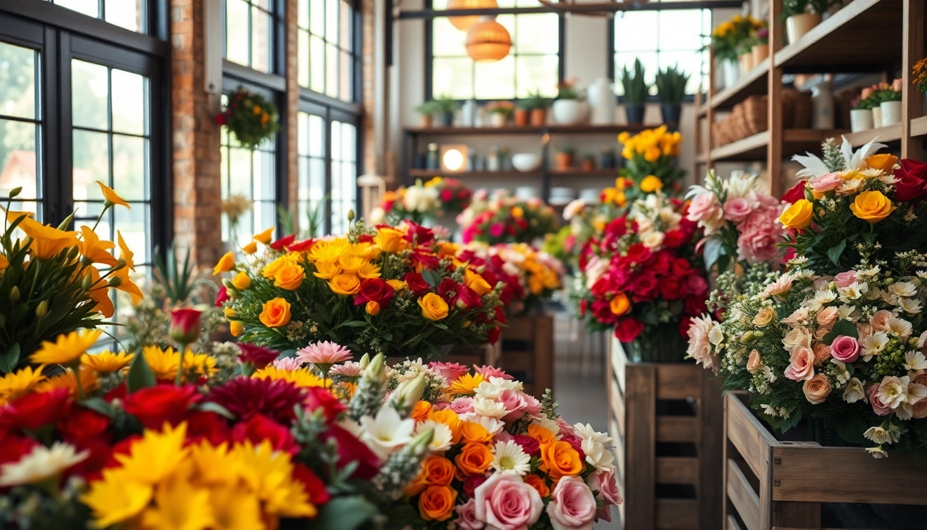 Explore vibrant floral arrangements at an Irvine florist with rustic decor and natural lighting.