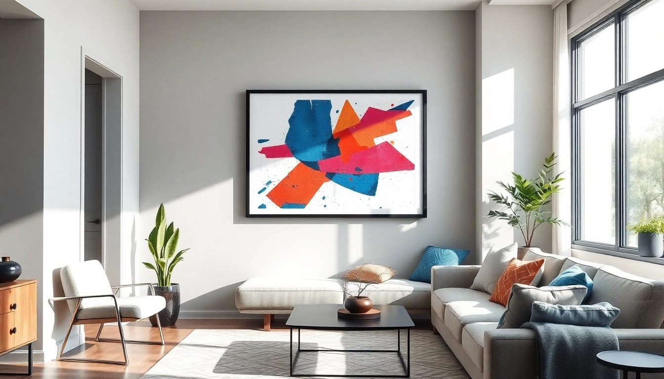 Showcase a stylish 24x36 frame holding vibrant artwork in a modern living space.