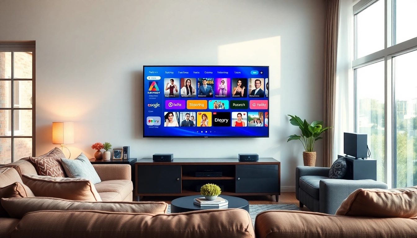 Experience the vibrant world of Free trial iptv on a stylish living room television.