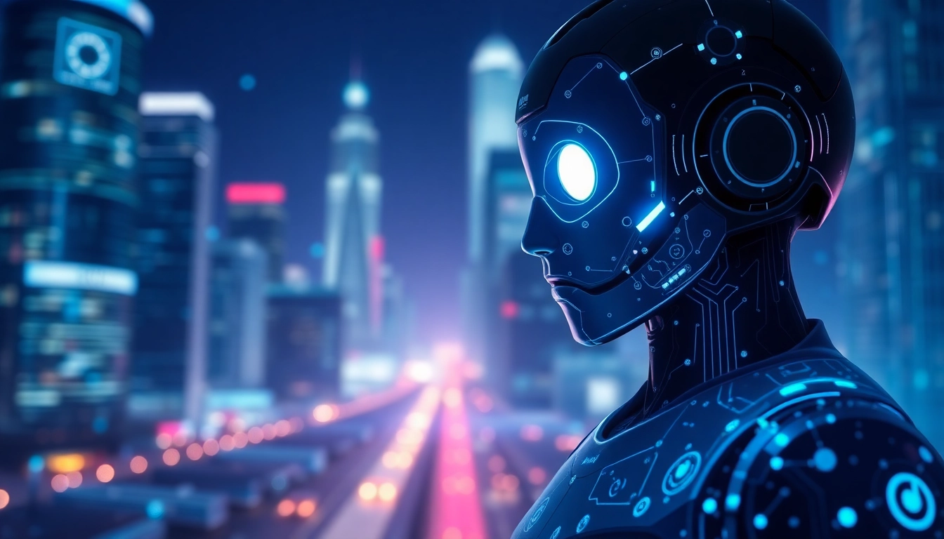 Engage with unfiltered ai chat through a dynamic AI chatbot in a futuristic digital environment.
