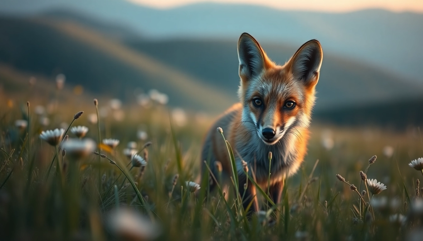 Engaging wildlife photograph of a fox in the early morning light, showcasing www.sudswild.com in a natural setting.