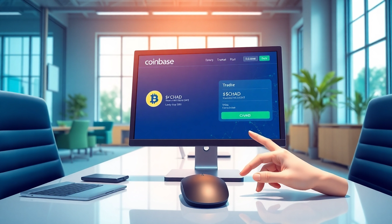 Purchase $CHAD on Coinbase through a professional trading screen setup.
