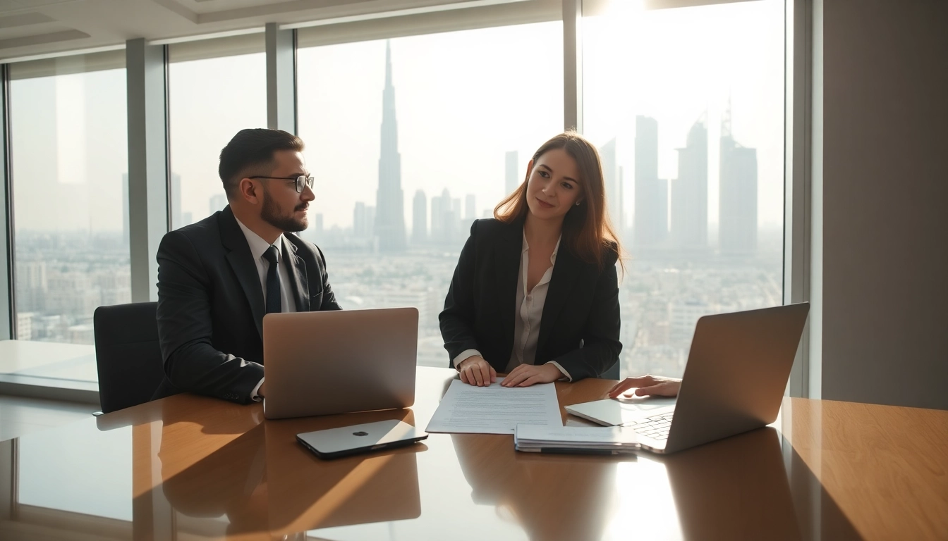 Guide to trademark registration in Dubai with professional consultation in a business setting.