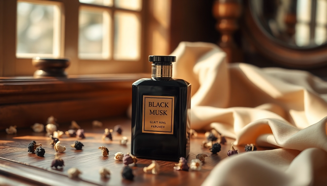 Appliquer le parfum Black musk dans une ambiance raffinée et élégante.