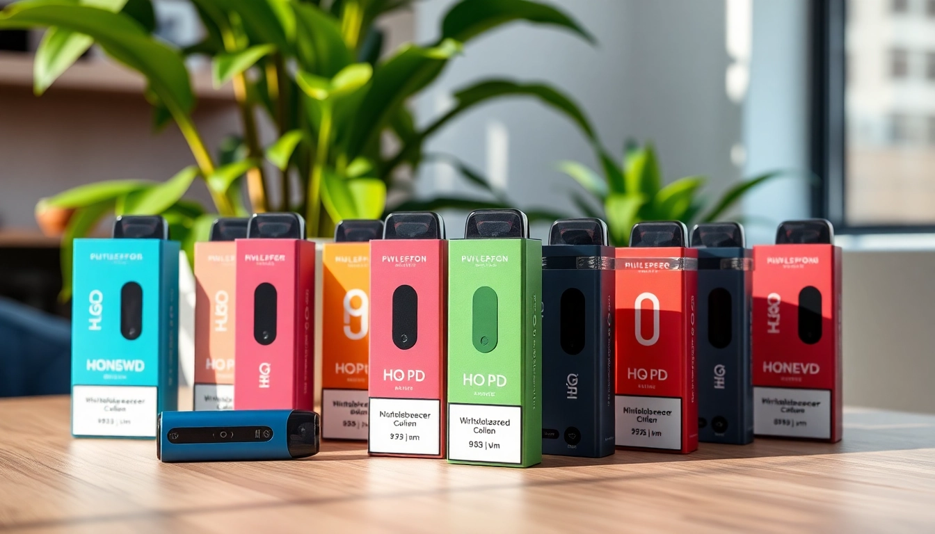 Hqd pods in an appealing arrangement on a wooden table, featuring vibrant colors and natural elements.