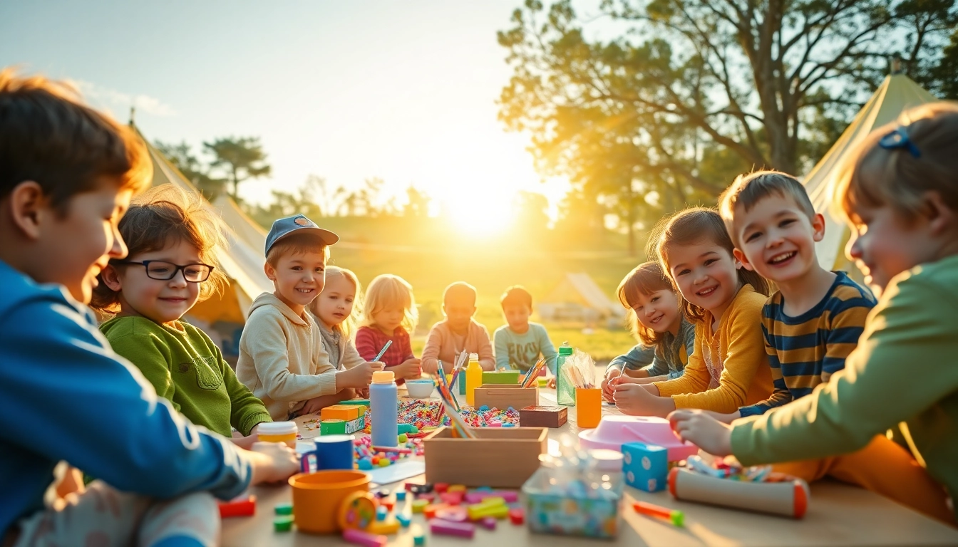 Children having fun and learning at holiday camps with arts and crafts activities.