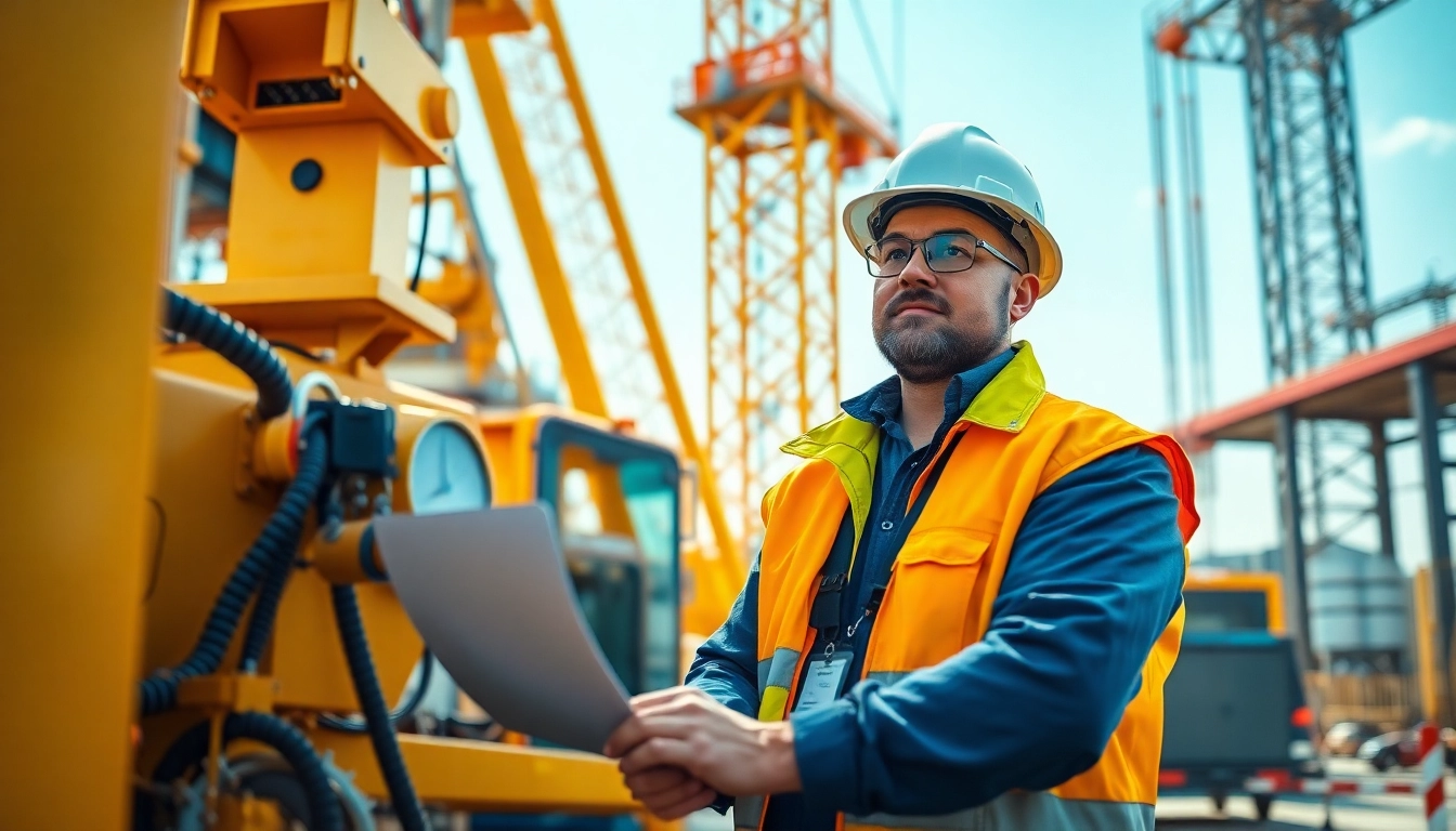 Engaging visual of a professional overseeing level 5 nvq diploma in controlling lifting operations answers in a vibrant construction site.