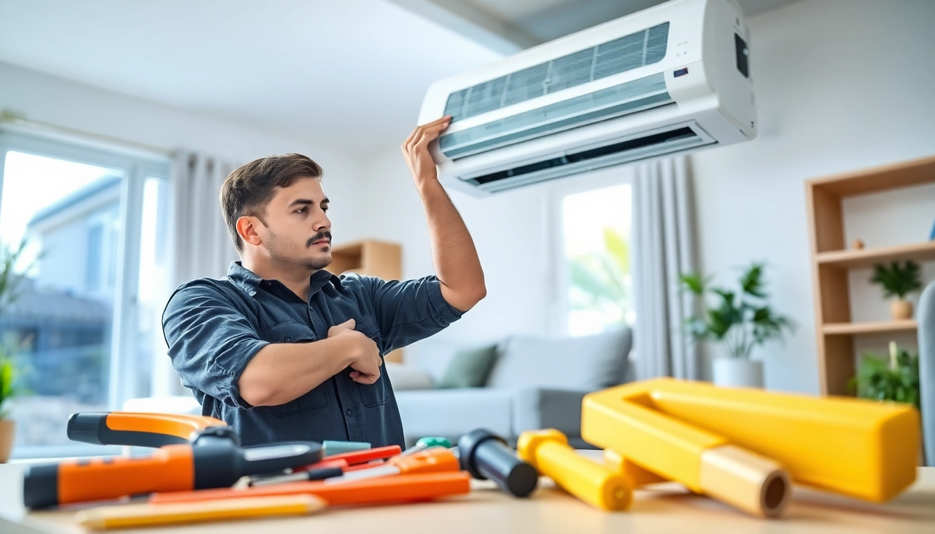 Providing reliable HVAC services Los Angeles, a technician expertly services a home air conditioning unit.
