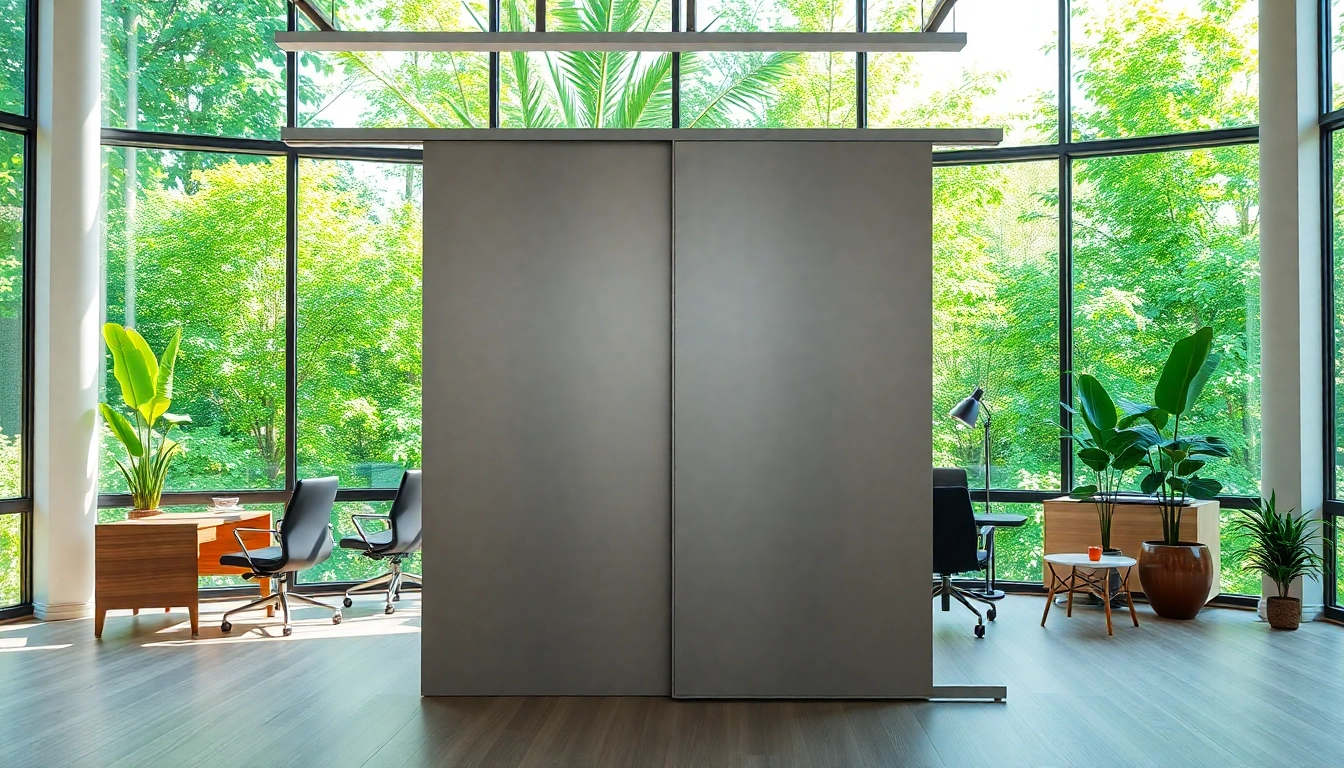 Showcasing a sliding partition wall in a modern office setup, enhancing space flexibility and design.