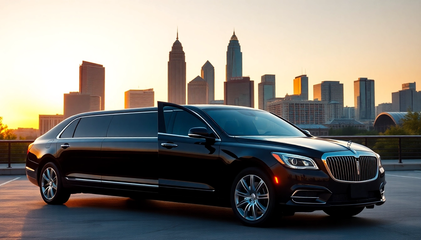 Experience our premium car service Atlanta with a stylish black limousine featuring plush interiors.