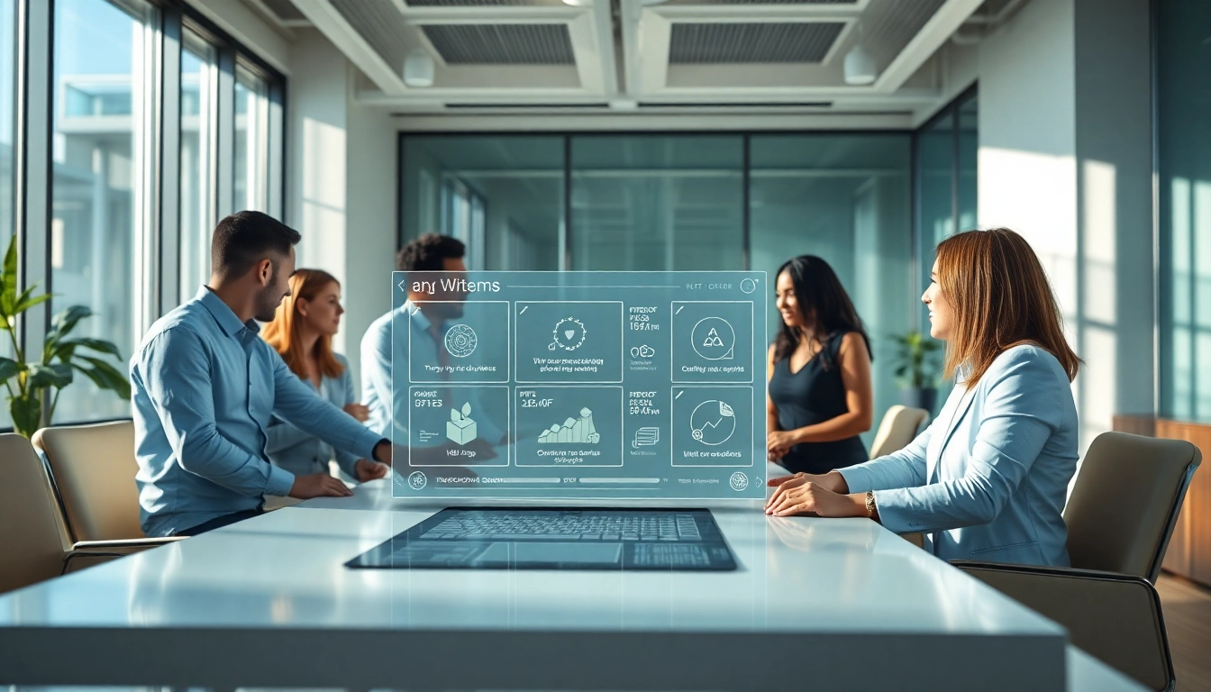 Illustration of digital proof of ownership concept, showcasing individuals discussing blockchain technology.