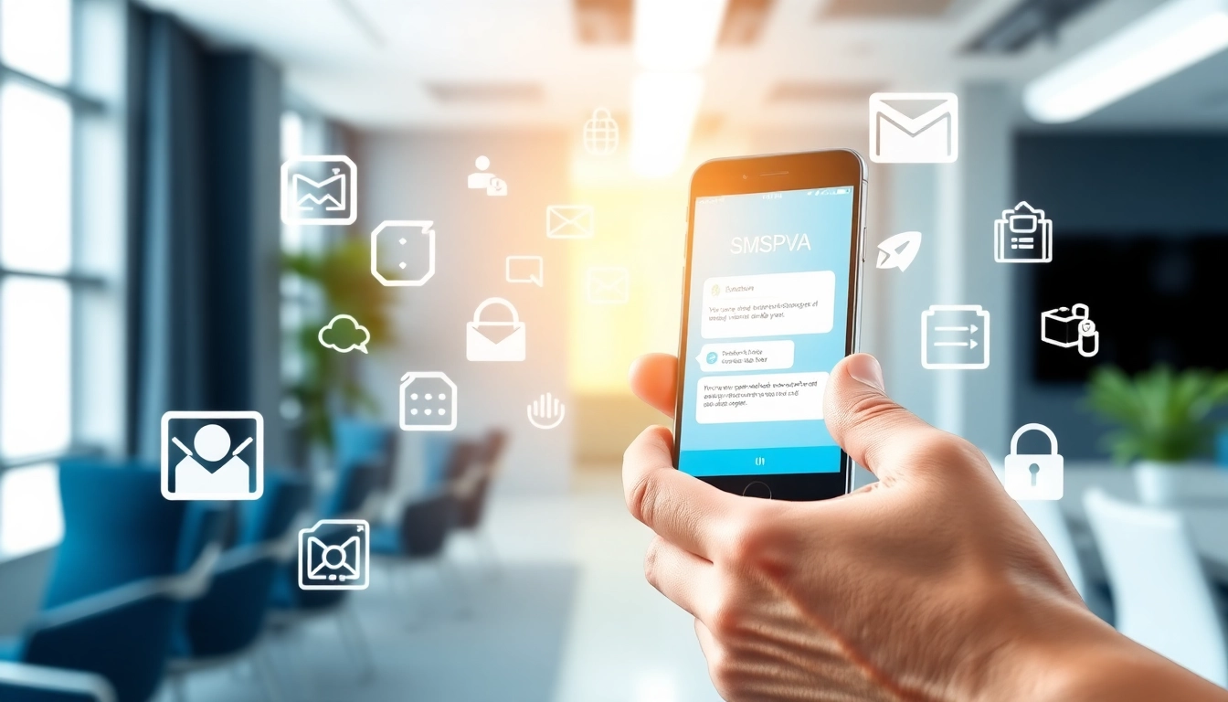Engaging user utilizing SMSPVA app on smartphone for SMS verification.