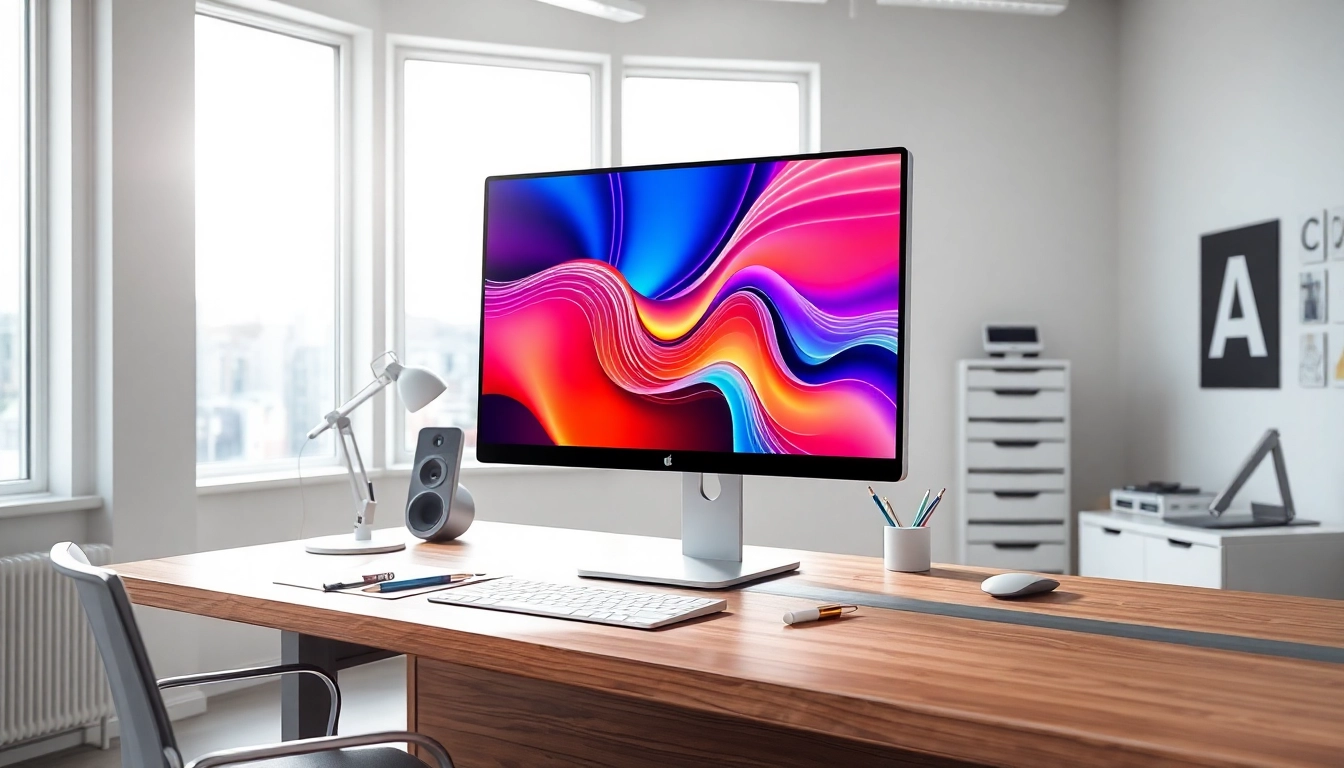 Buy Apple Pro Display XDR in a modern workspace showcasing its vibrant display and creative setup.