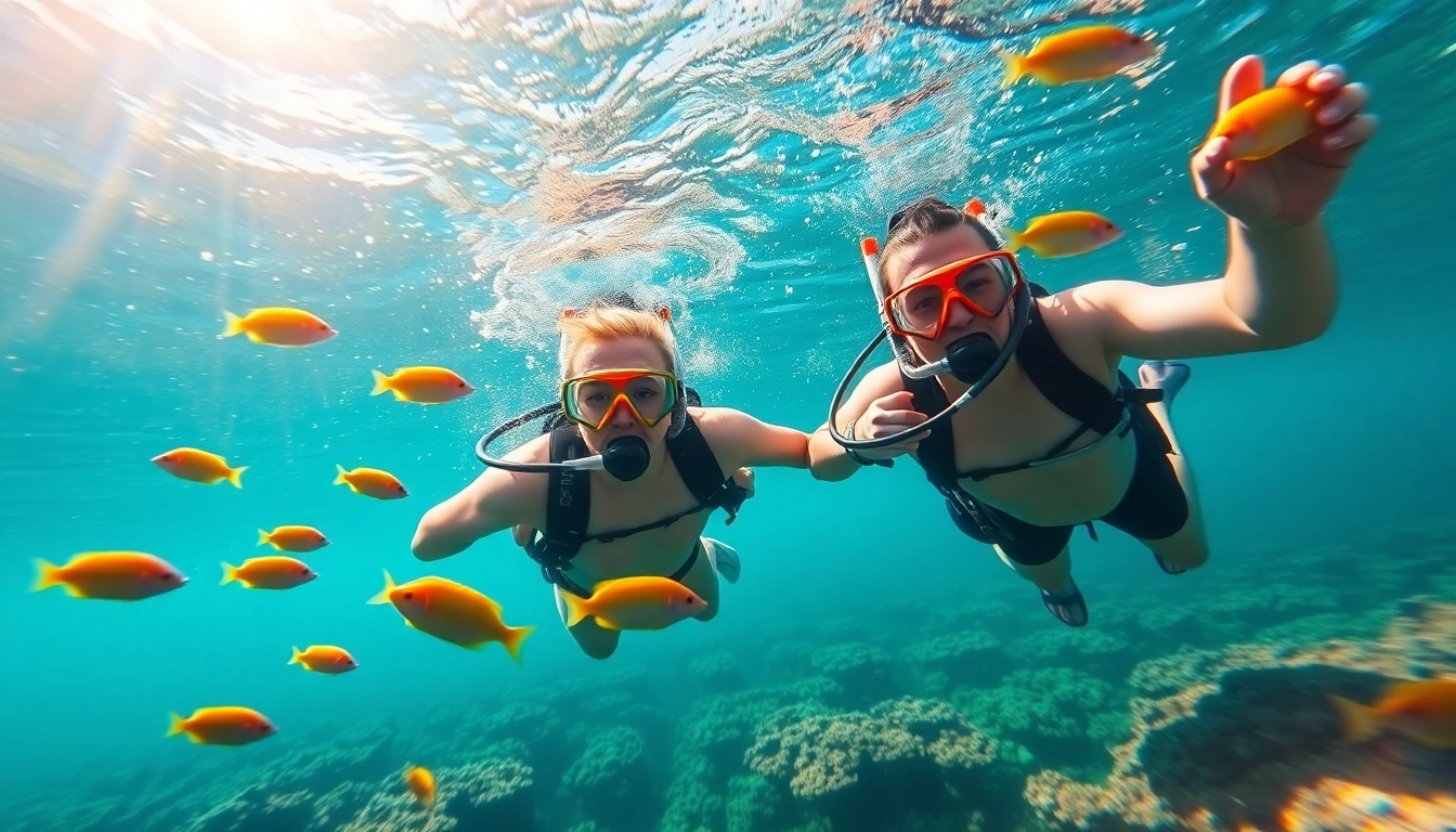 People snorkeling in Puerto Rico, surrounded by colorful fish and coral reefs.