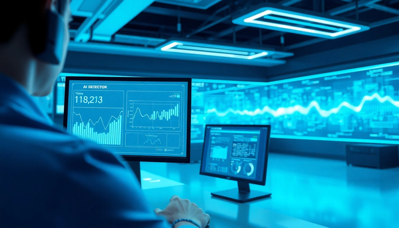 Engage with an AI detector system analysis in a high-tech setting for accurate text assessments.