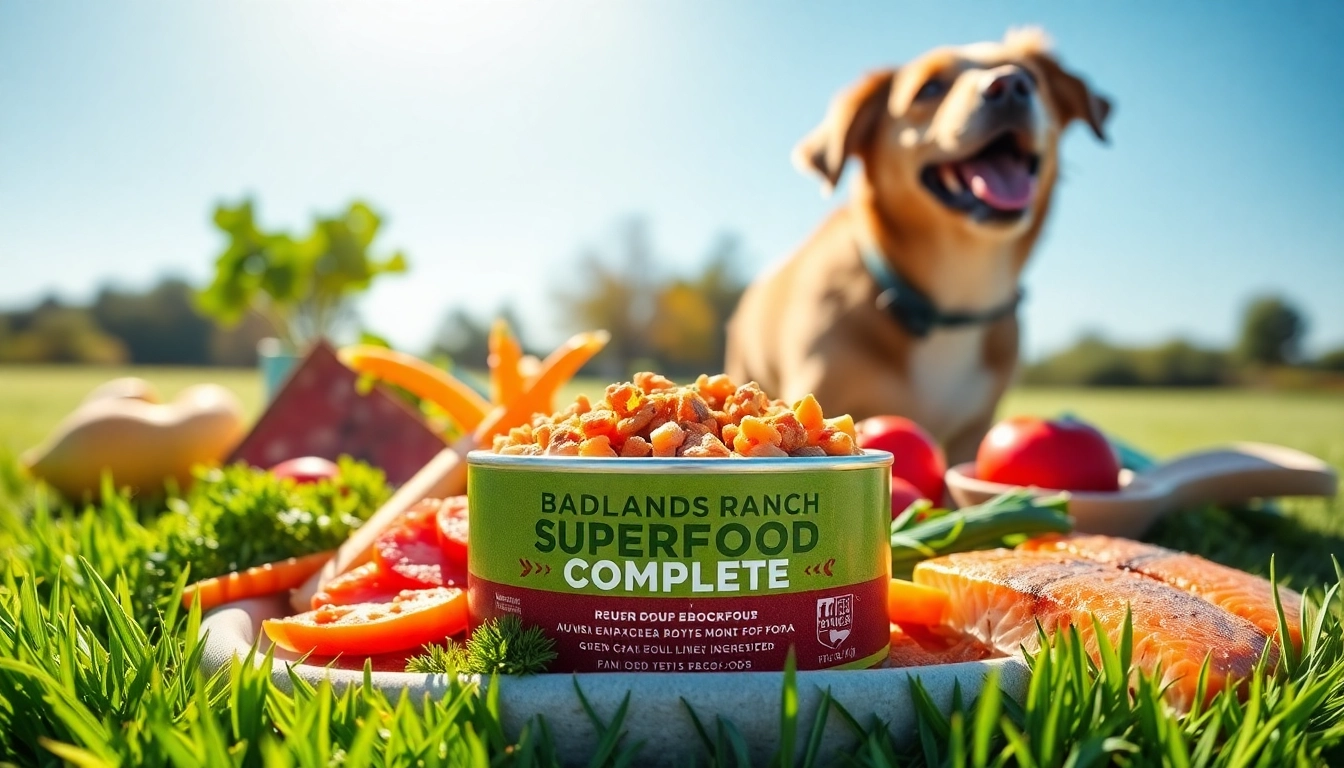 Close-up of badlands ranch superfood complete in a bowl with fresh ingredients surrounded by a relaxed outdoor setting.