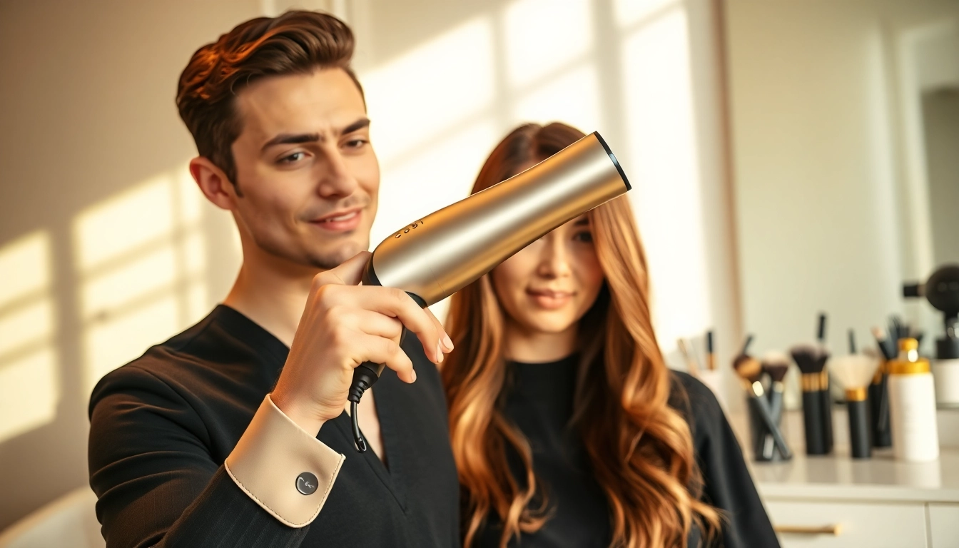 Fracsco demonstrating precision with the AirBend™ S1 Pro Hair Styler & Dryer in a sleek salon setting.