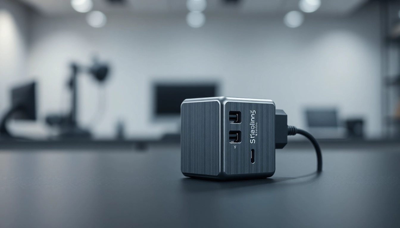 Showcasing the Starlink mini 12V adapter highlights its sleek design and connectivity features.