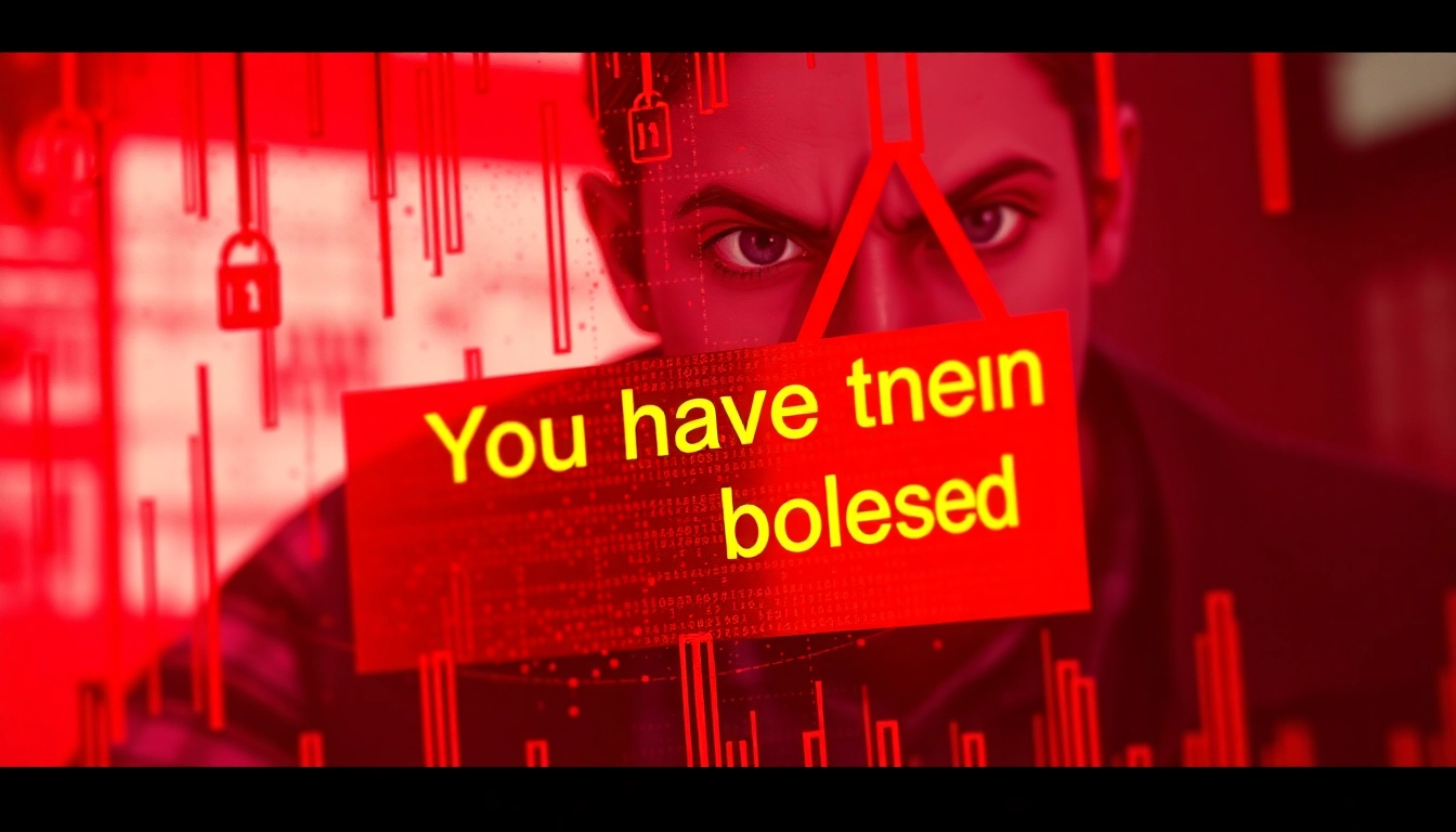 Inatogel security alert screen showing a block message to users with an anxious computer user.