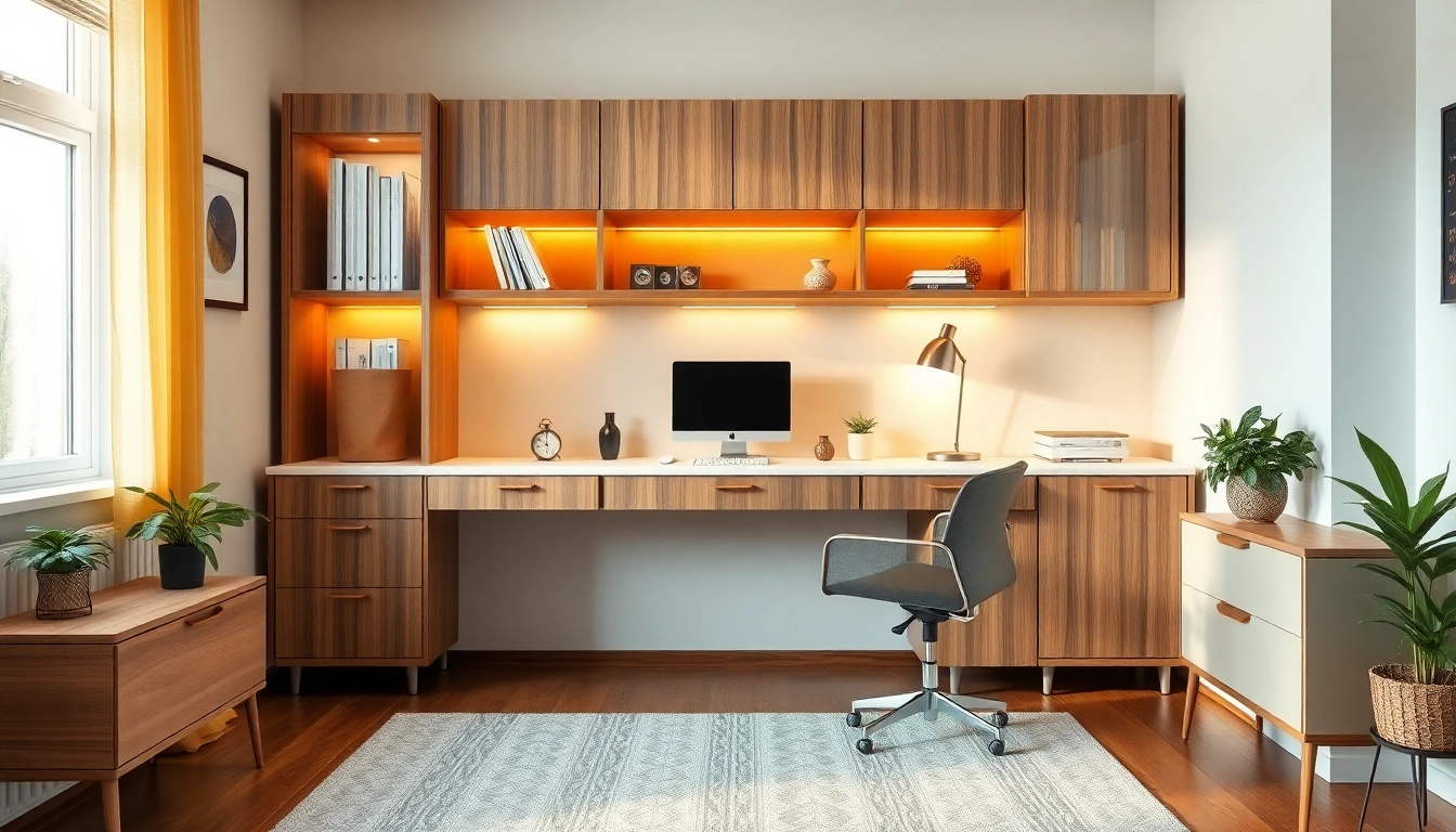 Stylish schreibtisch schrank in a modern home office setup, combining functionality and design.