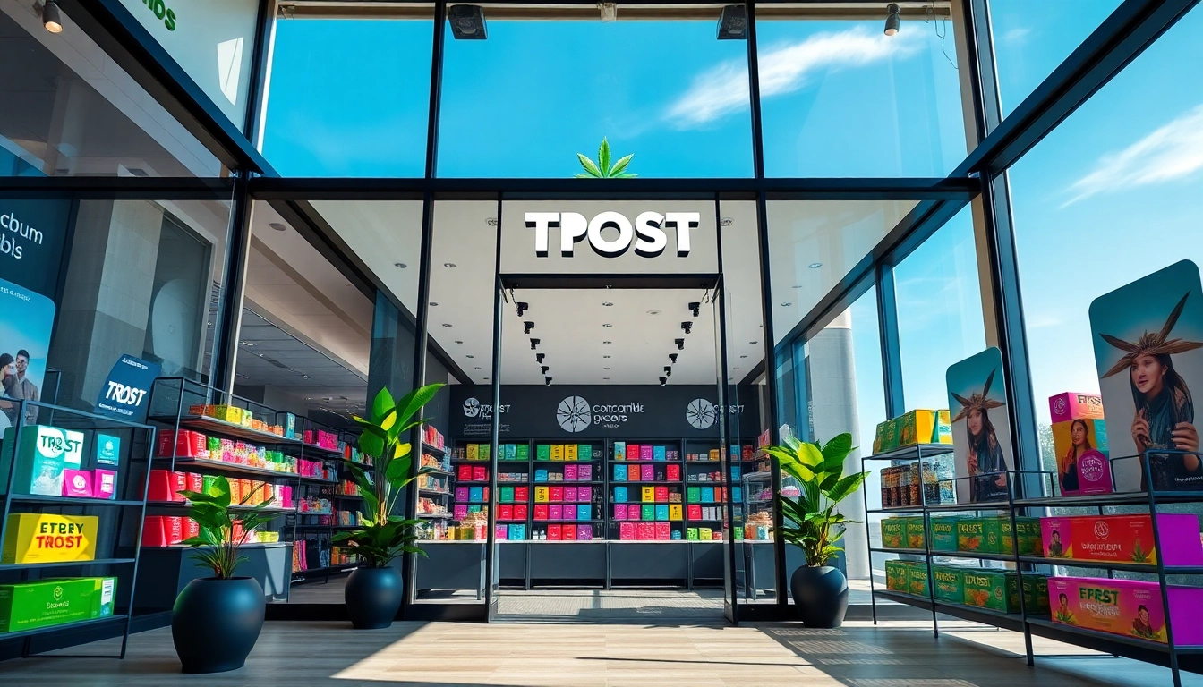 Trost cannabis retail space featuring vibrant products and an inviting atmosphere.