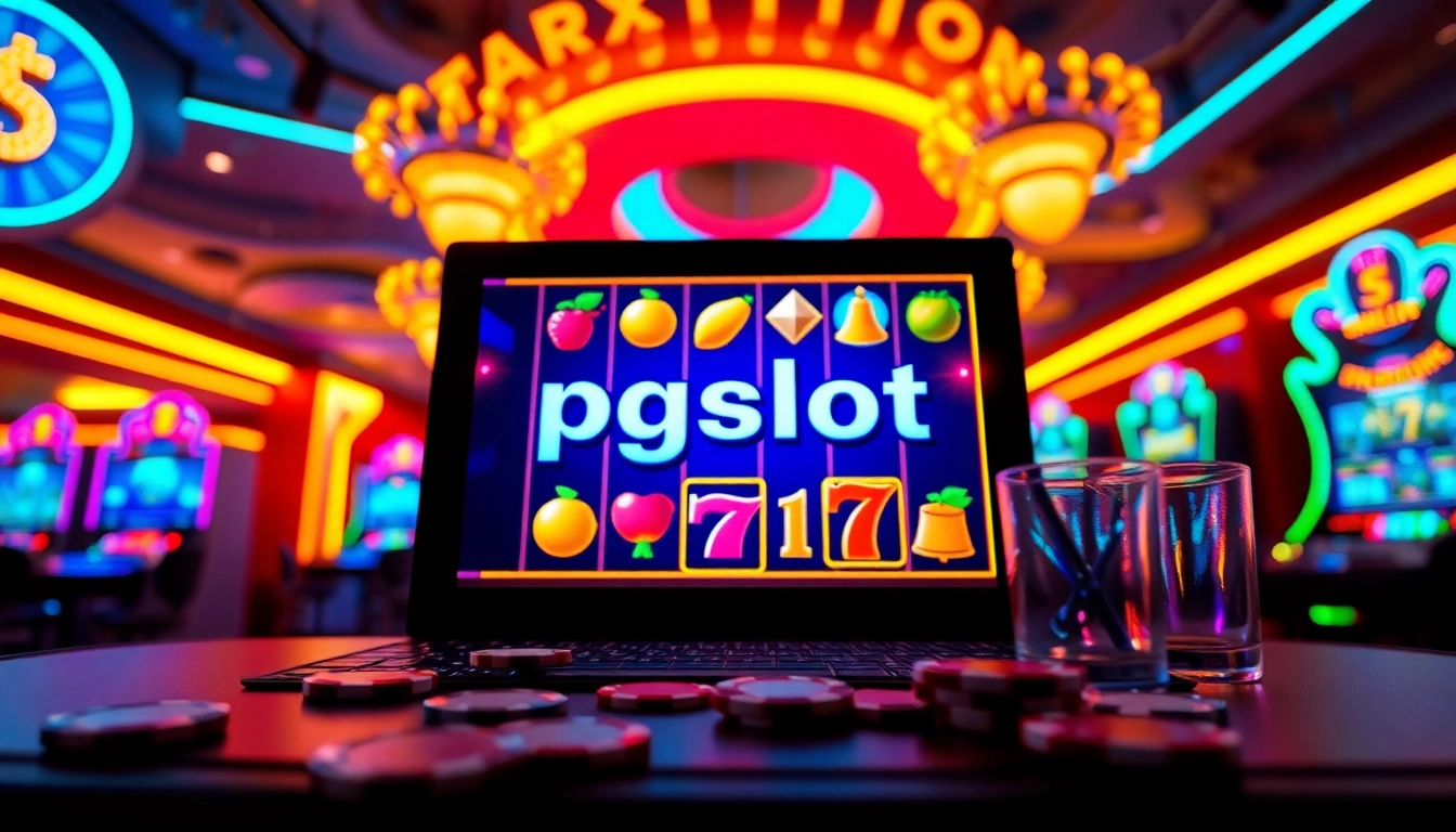 Engaging pgslot gaming experience with vibrant visuals and casino atmosphere.
