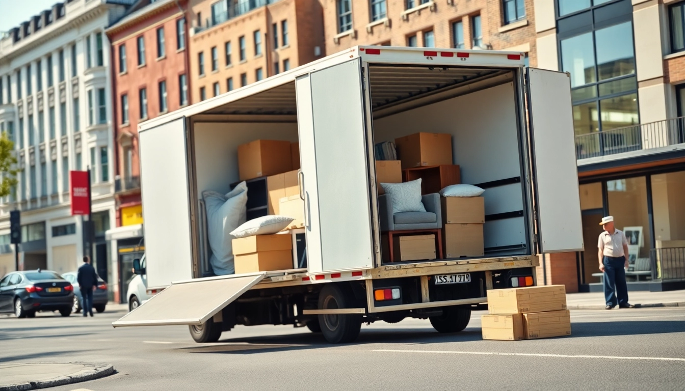 Loading furniture into a moving truck by removal companies east London for efficient relocation.