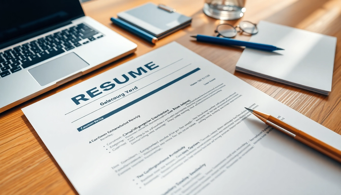 Showcasing customer service resume summary examples on a professional desk layout with a laptop.