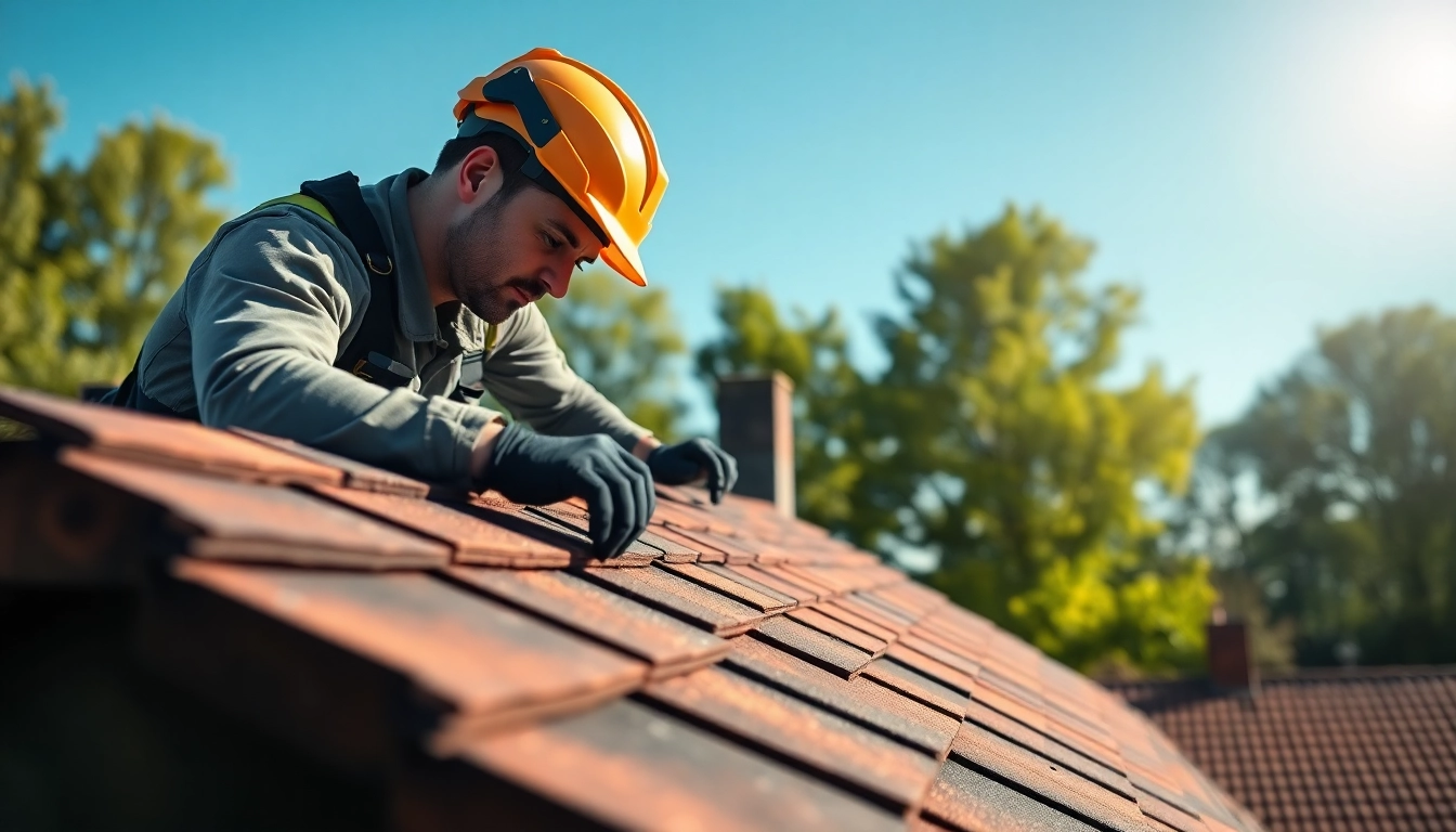 Roofer in Hoenderloo expertly installing shingles for durable roofing solutions.