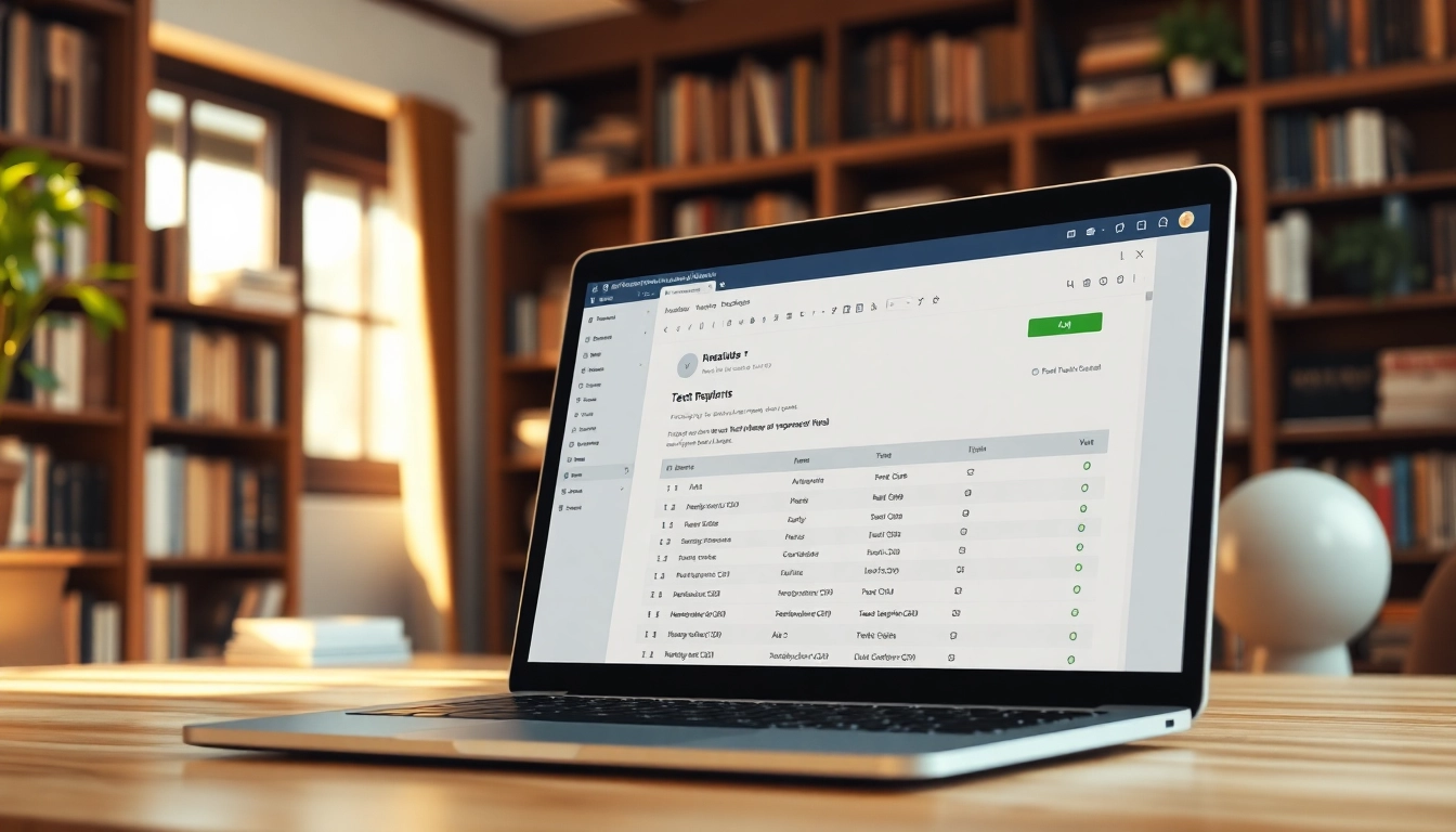 Engaging view of a plagiarism checker report on a laptop, showcasing originality metrics.