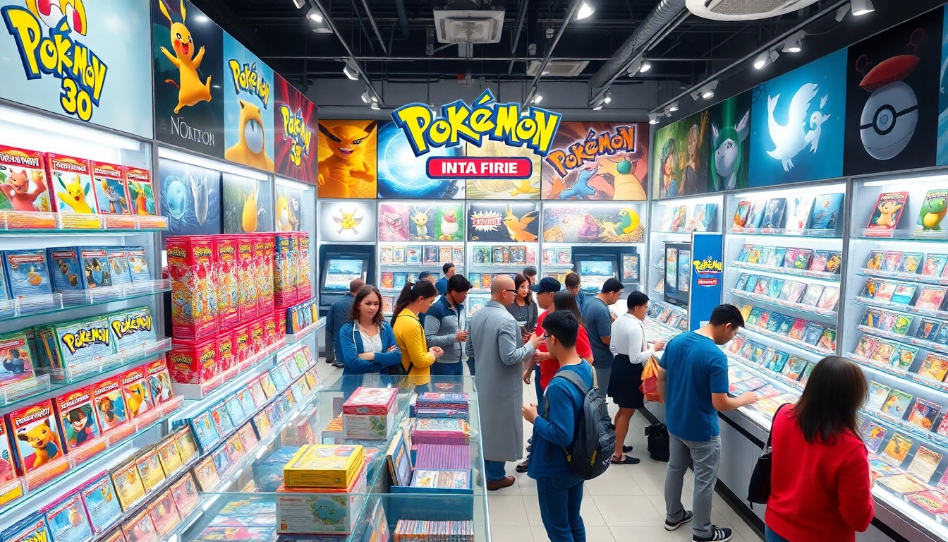 Shop vibrant Pokemon tcg india cards with excited collectors in a lively setting.