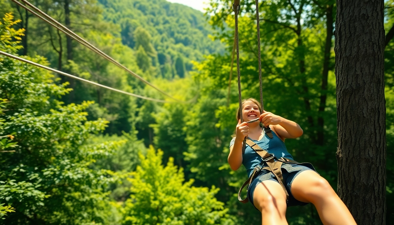 Experience the excitement of a ZIP WIRE KIT adventure through lush forests.