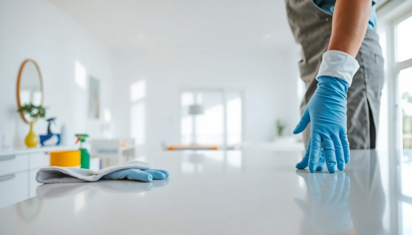 Bond cleaning Logan professional effectively cleaning a sparkling kitchen surface with attention to detail.