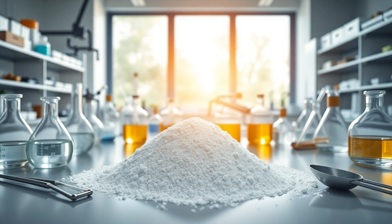 Showcasing CarboxyMethyl Cellulose in a lab setting with scientific equipment.