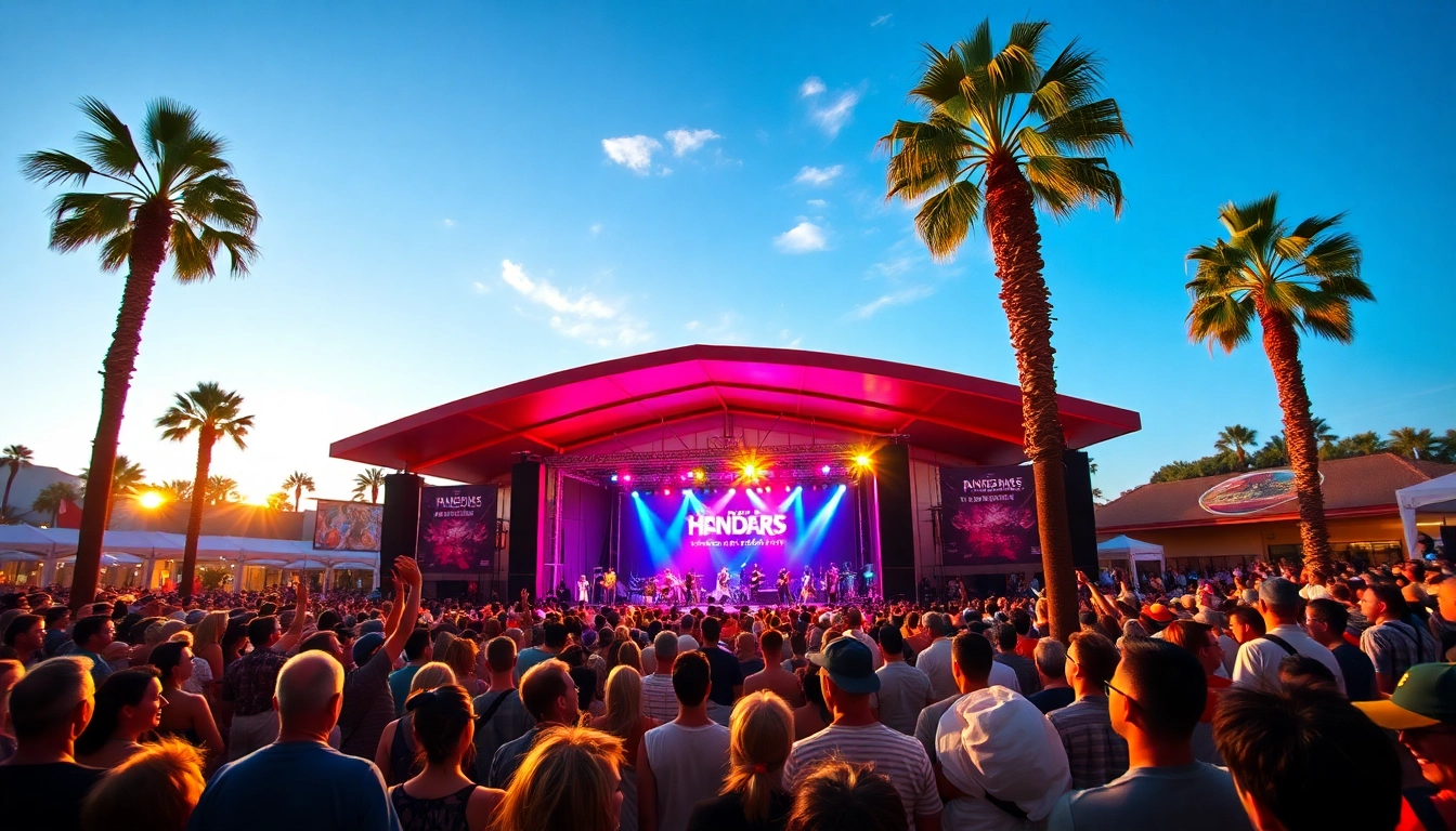 Experience vibrant Henderson entertainment at a lively outdoor amphitheater filled with an energetic crowd.