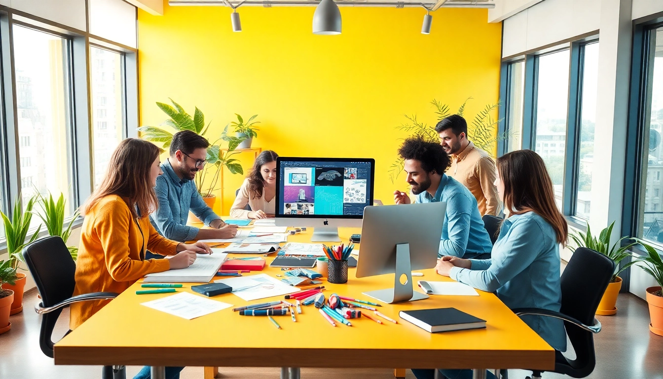 Calgary graphic design company showcasing creative collaboration in a bright office.